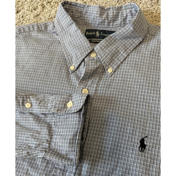 Ralph Lauren Custom Fit Mens Long Sleeve Button Down Light Blue Plaid Shirt XXL - Picture 4 of 7